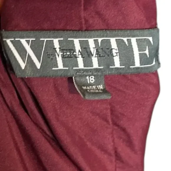 White By Vera Wang Ruffle Floral Wedding Guest Flowy Dress Burgundy US 18 - Picture 6 of 7